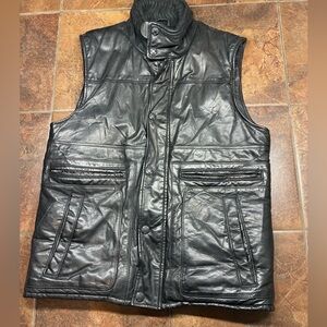 Vince Camuto Men's Black Quilted Leather Vest